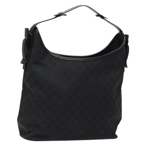 GUCCI GG Canvas Shoulder Bag Black Silver - Picture 1 of 16